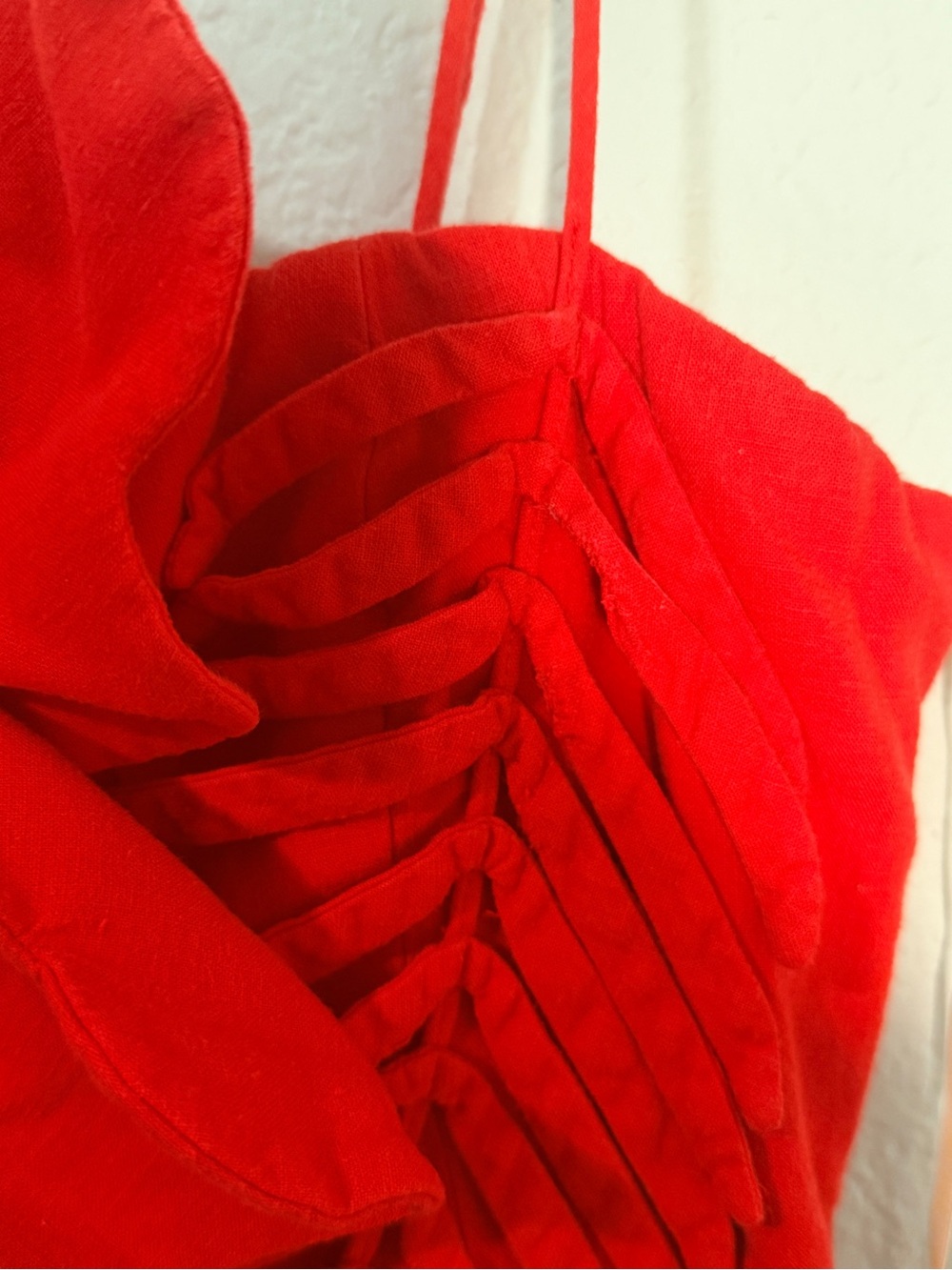 Farm Rio Red Garden Linen Blend Cocktail Midi Dress Size XS - Picture 7 of 8